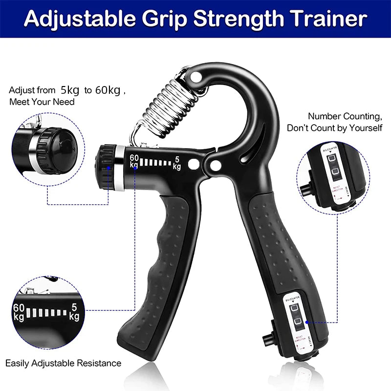 Adjustable Hand Grip Strengthener with Built-in Counter